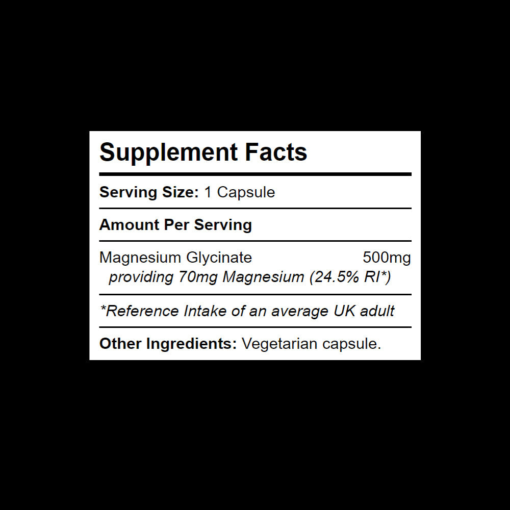 500mg Magnesium Glycinate per capsule