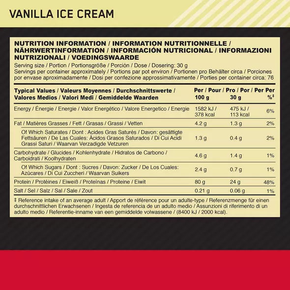 Gold Standard Whey from Optimum Nutrition - Label