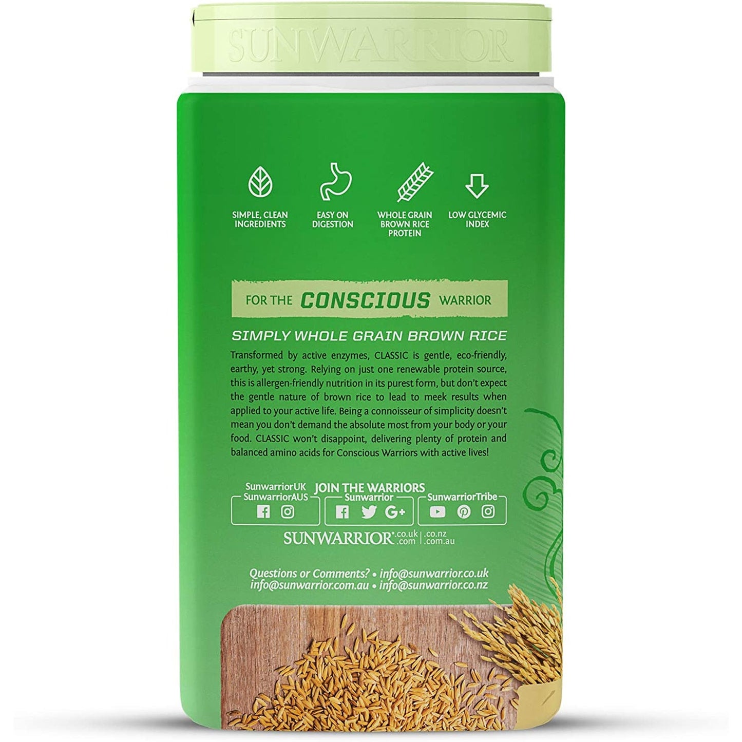 Sunwarrior Classic Protein Ingredients