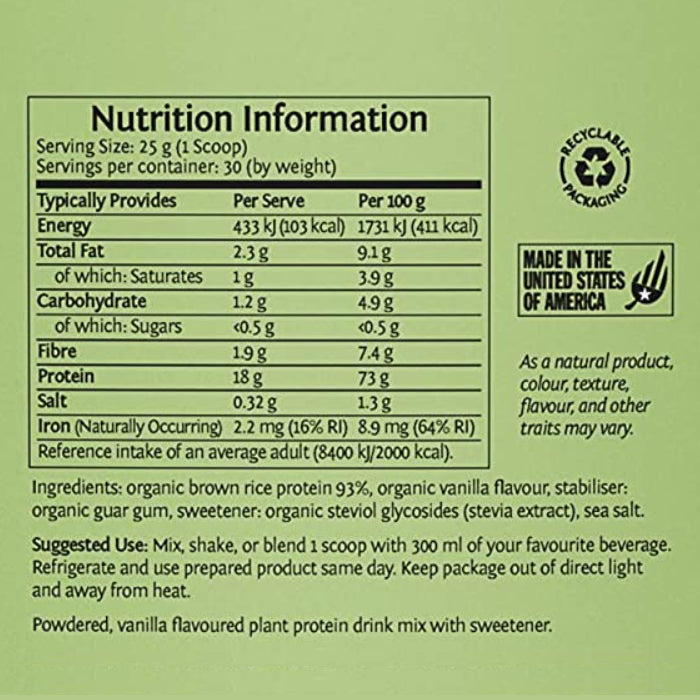 Sunwarrior Classic Protein Nutrition