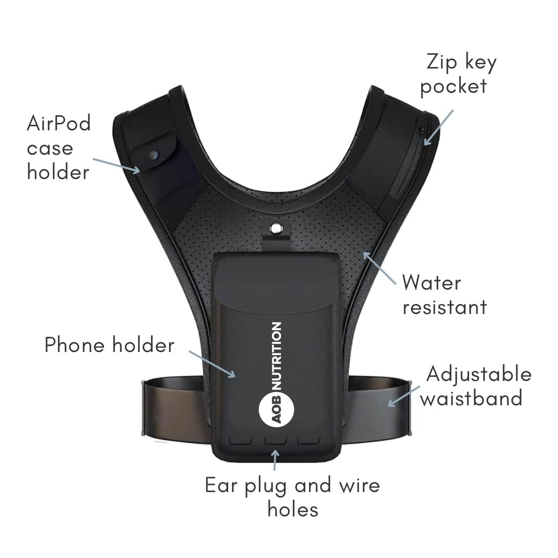 Running Vest featuring phone holder and multiple pockets