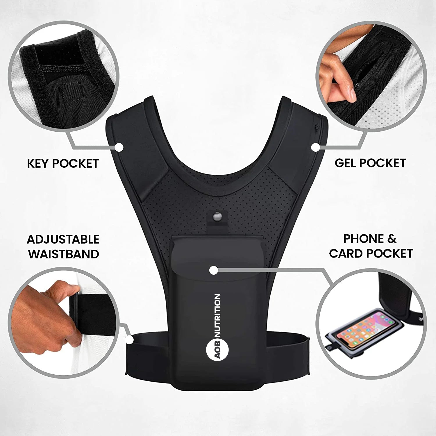 Running Vest with Phone Holder & Pockets