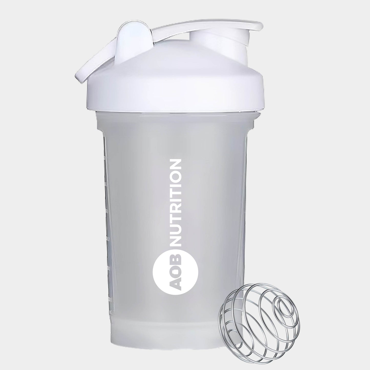 AOB Nutrition Mini Pearl White Shaker 500ml with Blender Ball