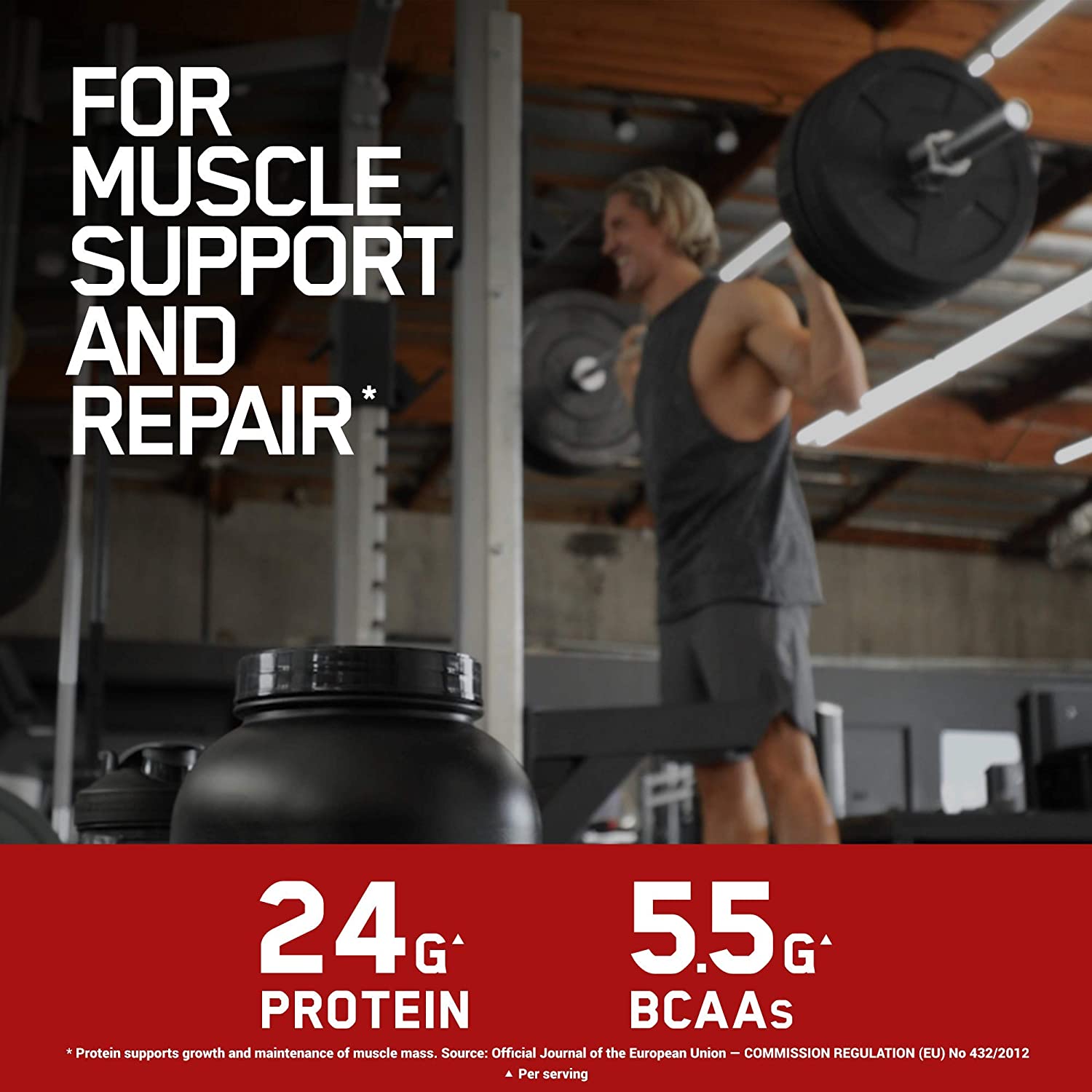 Optimum Nutrition Gold Standard Whey protein for muscle support and repair