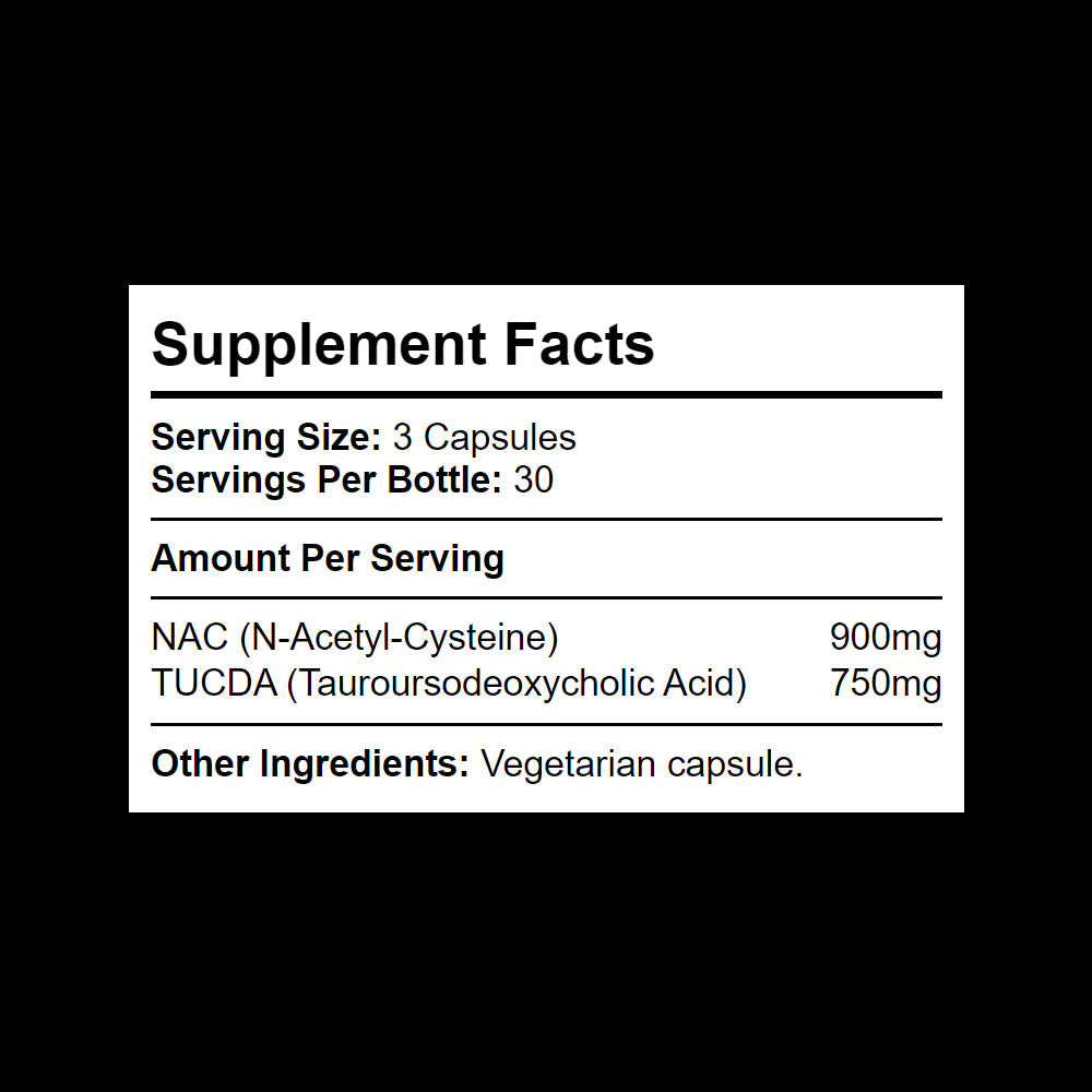 900mg NAC, 500mg TUDCA