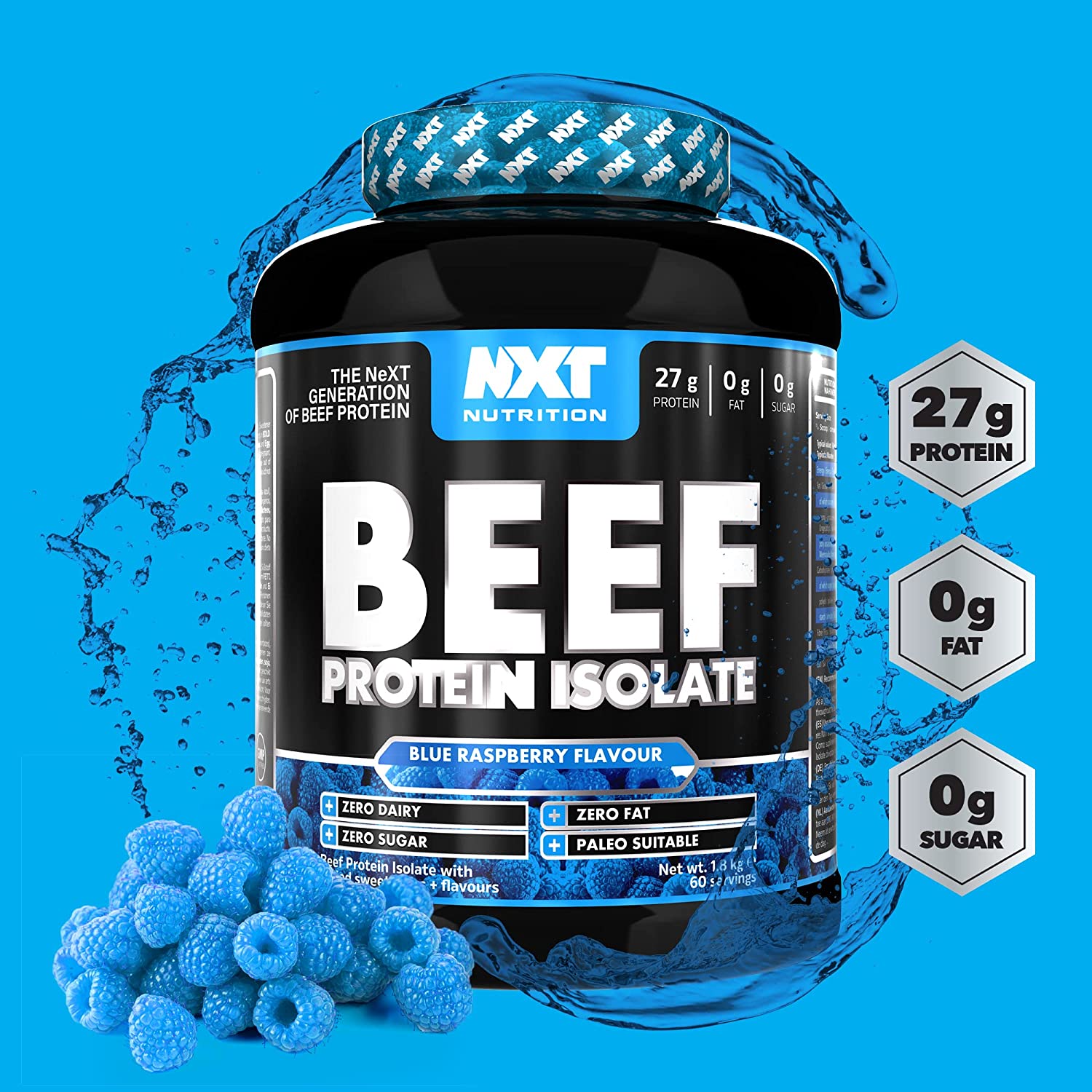 nxt beef protein isolate: 27g protein and 0 fat or sugar